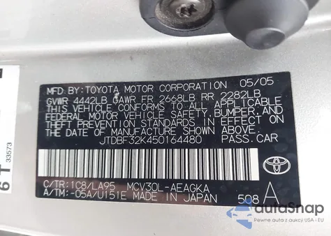 2005 Toyota Camry Xle V6 from USA, damaged, VIN JTDBF32K450164480